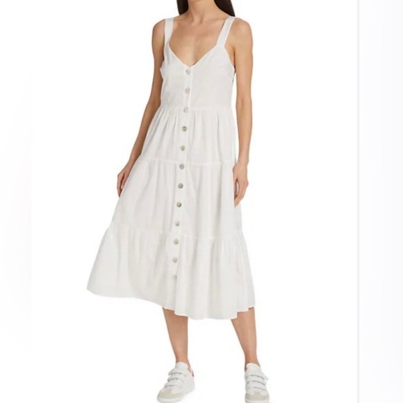 Rails White Violet Tiered Cotton Voile Midi Dress - Picture 16 of 16